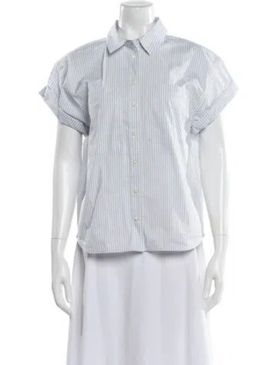 Pre-owned Frame Striped Short Sleeve Button-up Top W/ Tags In Multi