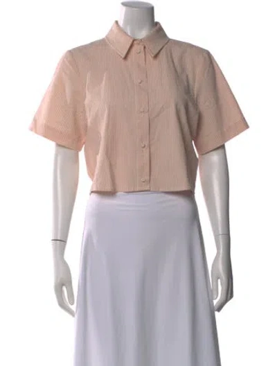 Pre-owned Frame Striped Short Sleeve Crop Top In Neutral