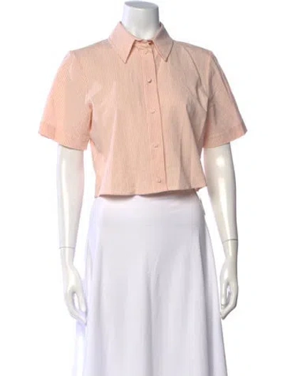 Pre-owned Frame Striped Short Sleeve Crop Top W/ Tags In Pink
