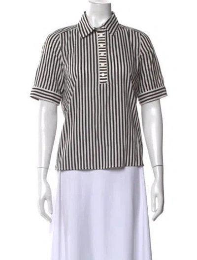 Pre-owned Frame Striped Short Sleeve Polo In Black