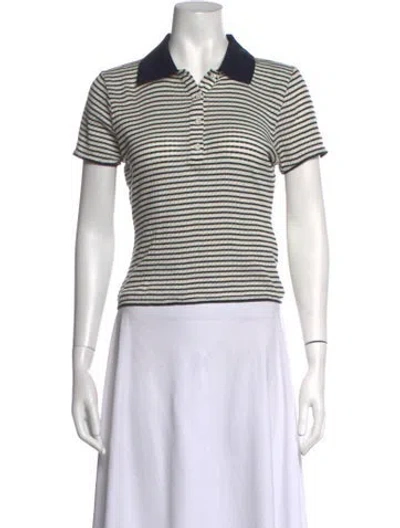 Pre-owned Frame Striped Short Sleeve Polo In Blue