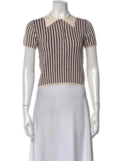 Pre-owned Frame Striped Short Sleeve Polo In Neutrals