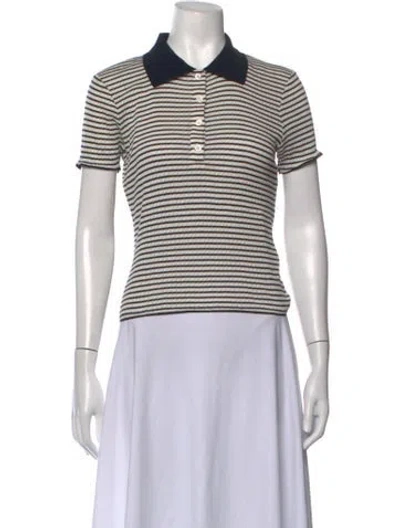 Pre-owned Frame Striped Short Sleeve Polo In Neutrals