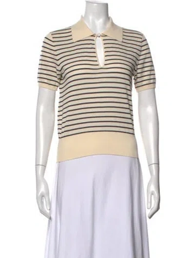 Pre-owned Frame Striped Short Sleeve Polo In Neutrals