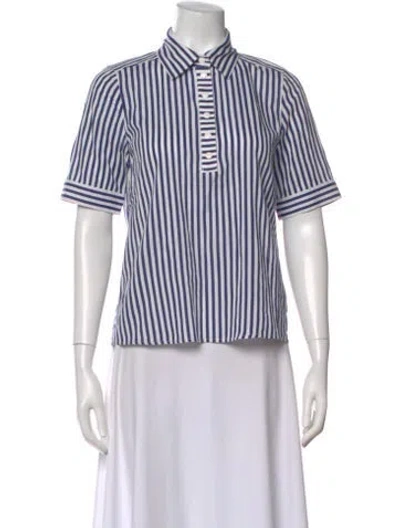 Pre-owned Frame Striped Short Sleeve Polo W/ Tags In Neutral