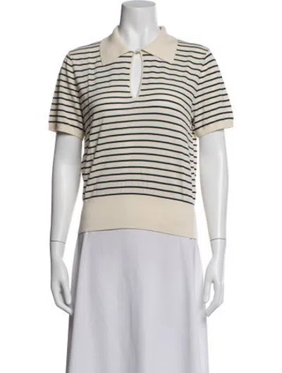 Pre-owned Frame Striped Short Sleeve Polo W/ Tags In Neutrals