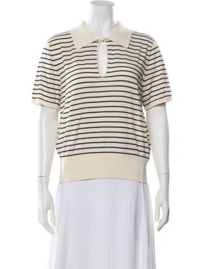 Pre-owned Frame Striped Short Sleeve Polo W/ Tags In Neutrals