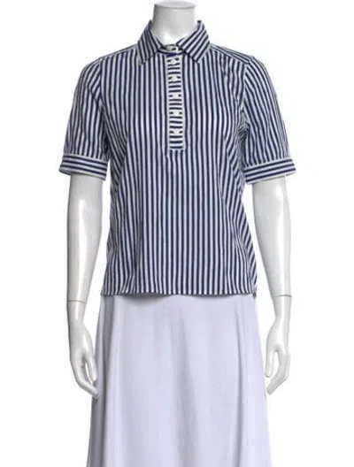Pre-owned Frame Striped Short Sleeve Polo In White