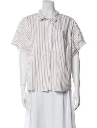 Pre-owned Frame Striped Short Sleeve Top In Multi