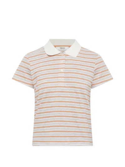 Frame Striped Short-sleeve Polo Shirt In Gray