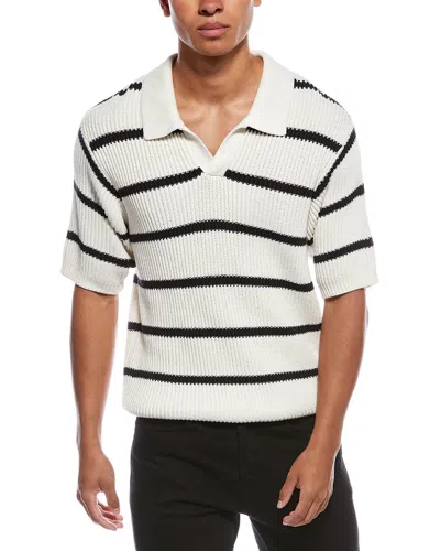 Frame Striped Silk-blend Polo Sweater In Black
