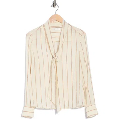 Frame Striped Silk Tie Shirt In Neutral