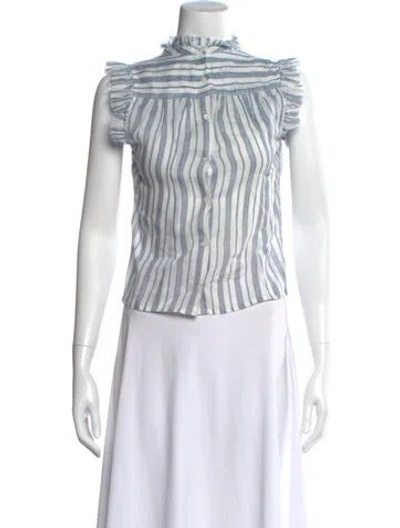 Pre-owned Frame Striped Sleeveless Blouse In Blue
