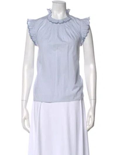 Pre-owned Frame Striped Sleeveless Blouse In Blue