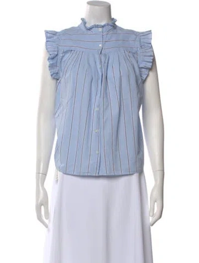 Pre-owned Frame Striped Sleeveless Blouse In Blue