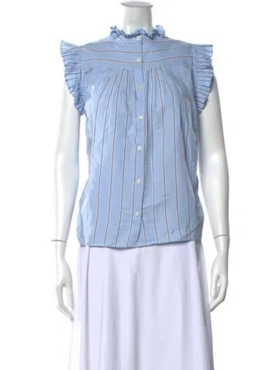 Pre-owned Frame Striped Sleeveless Blouse In Blue