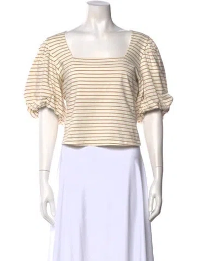Pre-owned Frame Striped Square Neckline Crop Top In Neutral