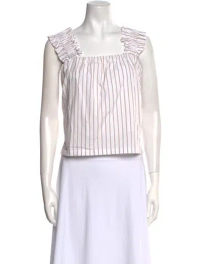 Pre-owned Frame Striped Square Neckline Crop Top W/ Tags In White