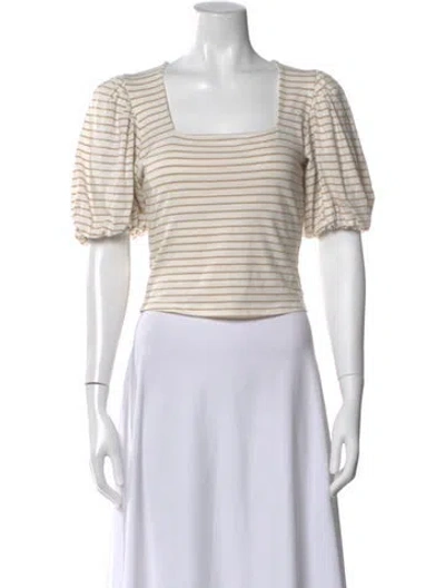 Pre-owned Frame Striped Square Neckline Top In Brown
