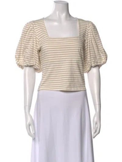 Pre-owned Frame Striped Square Neckline Top In Neutral