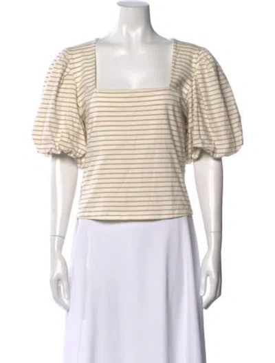 Pre-owned Frame Striped Square Neckline Top In Neutral