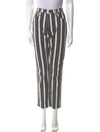 Pre-owned Frame Striped Straight Leg Pants In Black