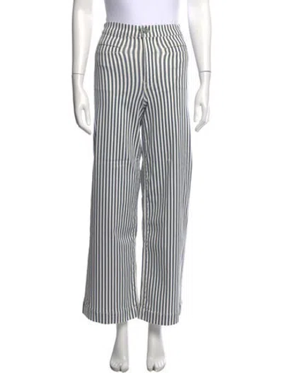 Pre-owned Frame Striped Straight Leg Pants In Blue