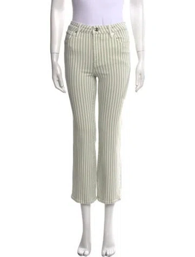 Pre-owned Frame Striped Straight Leg Pants In Green