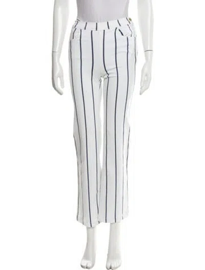 Pre-owned Frame Striped Straight Leg Pants In White