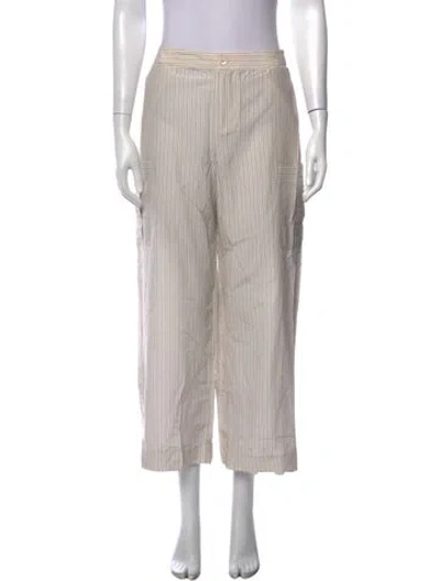 Pre-owned Frame Striped Straight Leg Pants In White