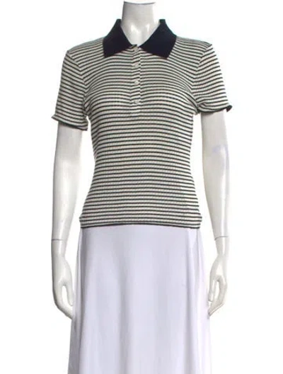 Pre-owned Frame Striped Sweater W/ Tags In White