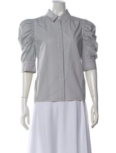 Pre-owned Frame Striped Three-quarter Sleeve Blouse In Multi