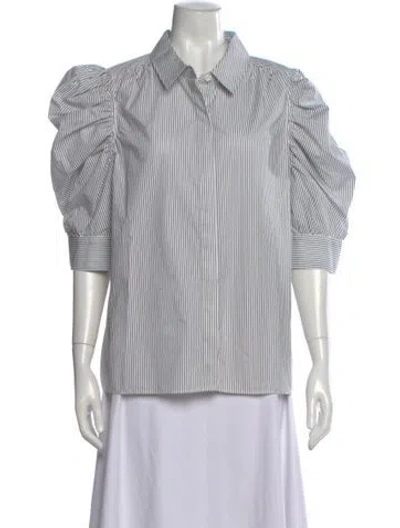 Pre-owned Frame Striped Three-quarter Sleeve Blouse In Neutral