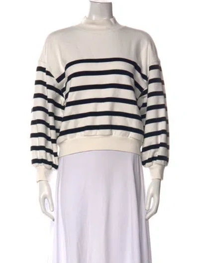 Pre-owned Frame Striped Turtleneck Sweatshirt In White