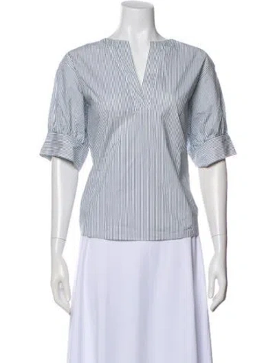 Pre-owned Frame Striped V-neck Blouse In Multi