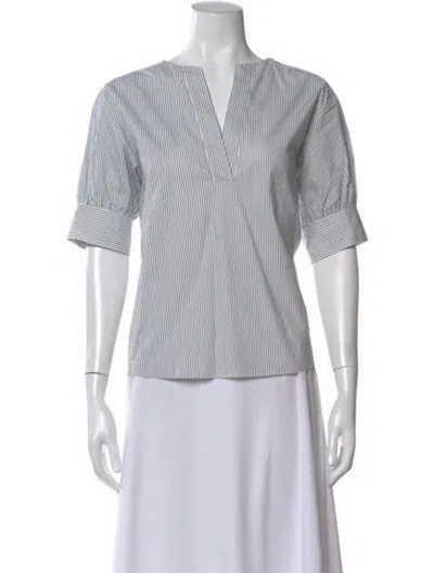 Pre-owned Frame Striped V-neck Blouse In Multi