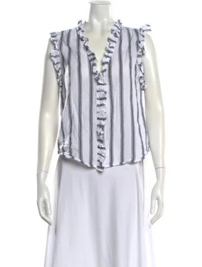 Pre-owned Frame Striped V-neck Blouse In White