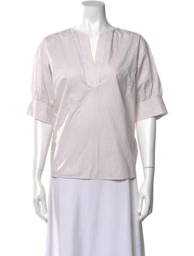 Pre-owned Frame Striped V-neck Blouse In White