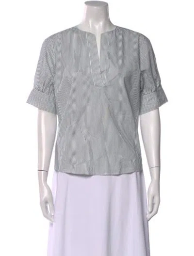 Pre-owned Frame Striped V-neck Blouse In White