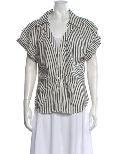 Pre-owned Frame Striped V-neck Button-up Top In Multi