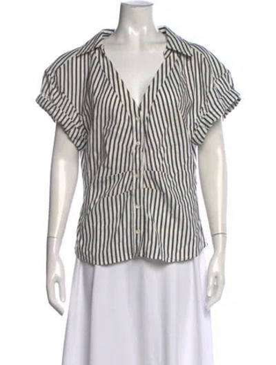 Pre-owned Frame Striped V-neck Button-up Top In Multi