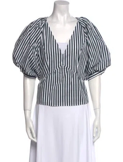 Pre-owned Frame Striped V-neck Crop Top In Multi