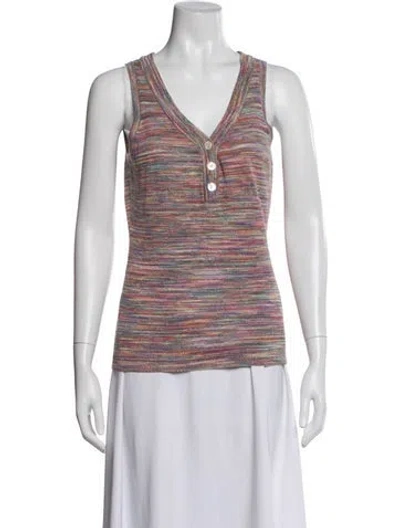 Pre-owned Frame Striped V-neck Polo In Multi
