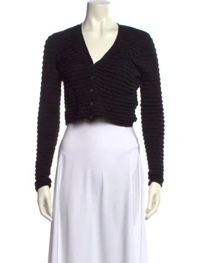 Pre-owned Frame Striped V-neck Sweater In Black