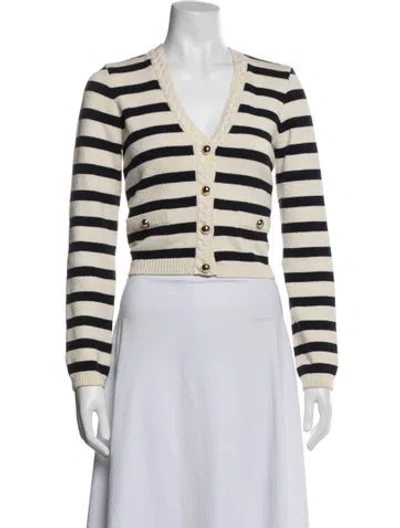 Pre-owned Frame Striped V-neck Sweater In Blue