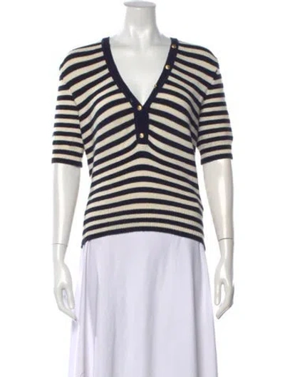 Pre-owned Frame Striped V-neck Sweater In Blue