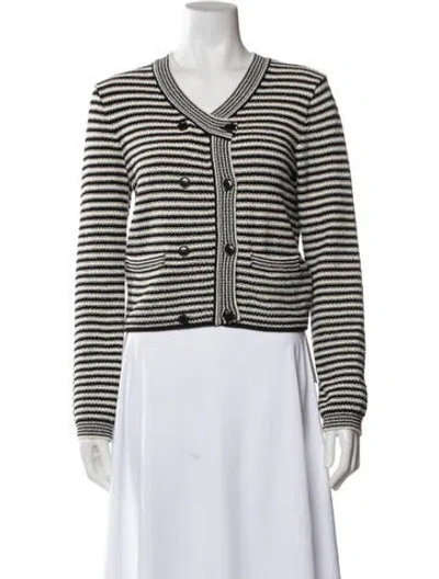 Pre-owned Frame Striped V-neck Sweater In Blue/white