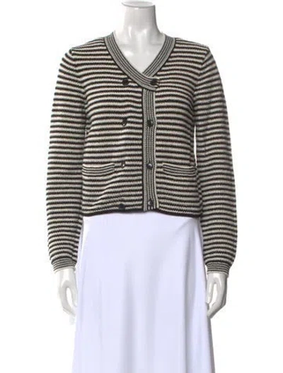 Pre-owned Frame Striped V-neck Sweater In Multi