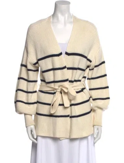 Pre-owned Frame Striped V-neck Sweater In Neutral