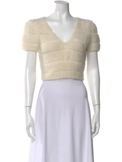 Pre-owned Frame Striped V-neck Sweater In Neutral
